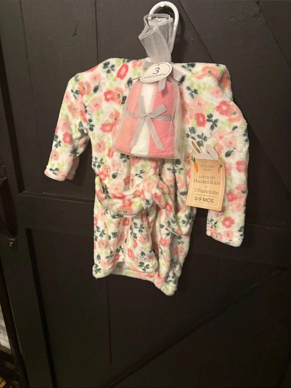 Floral Hooded Robe for Babies - Pink/Green